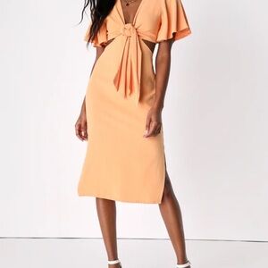 Elegant Peach Midi Dress